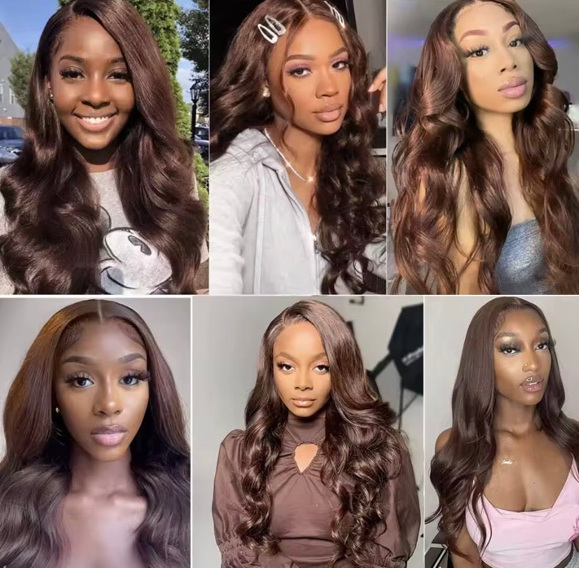 26 28 Chocolate Brown Body Wave Lace Front Wig Transparent 13x4 HD Lace Frontal Wigs Preplucked Colored Human Hair Wigs