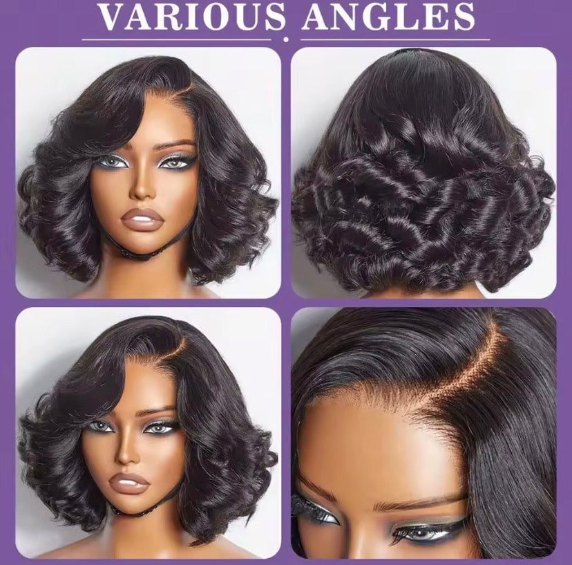 16 Inch 13x4 Body Wave Lace Front Human Hair Bob Wig Pre Plucked Wear and Go Short Wave Human Hair Wig for Women