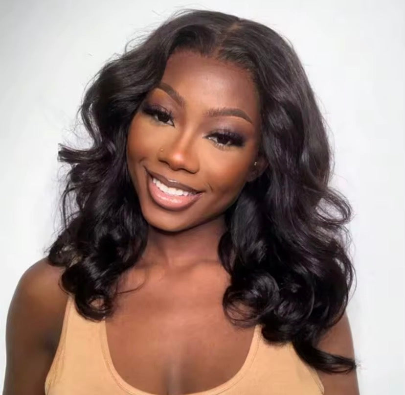 16 Inch 13x4 Body Wave Lace Front Human Hair Bob Wig Pre Plucked Wear and Go Short Wave Human Hair Wig for Women