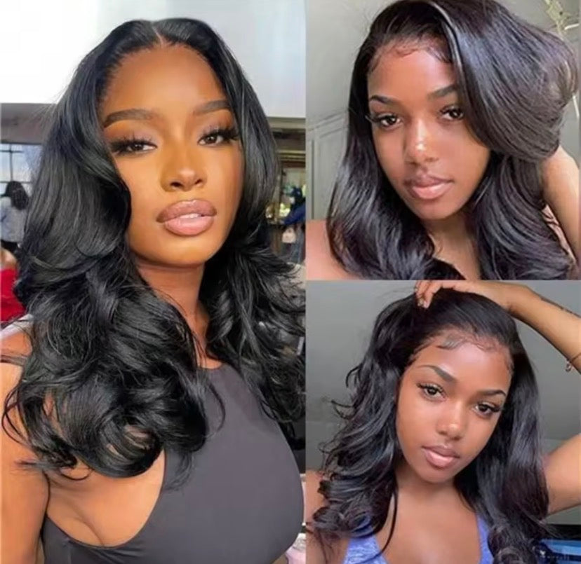 16 Inch 13x4 Body Wave Lace Front Human Hair Bob Wig Pre Plucked Wear and Go Short Wave Human Hair Wig for Women