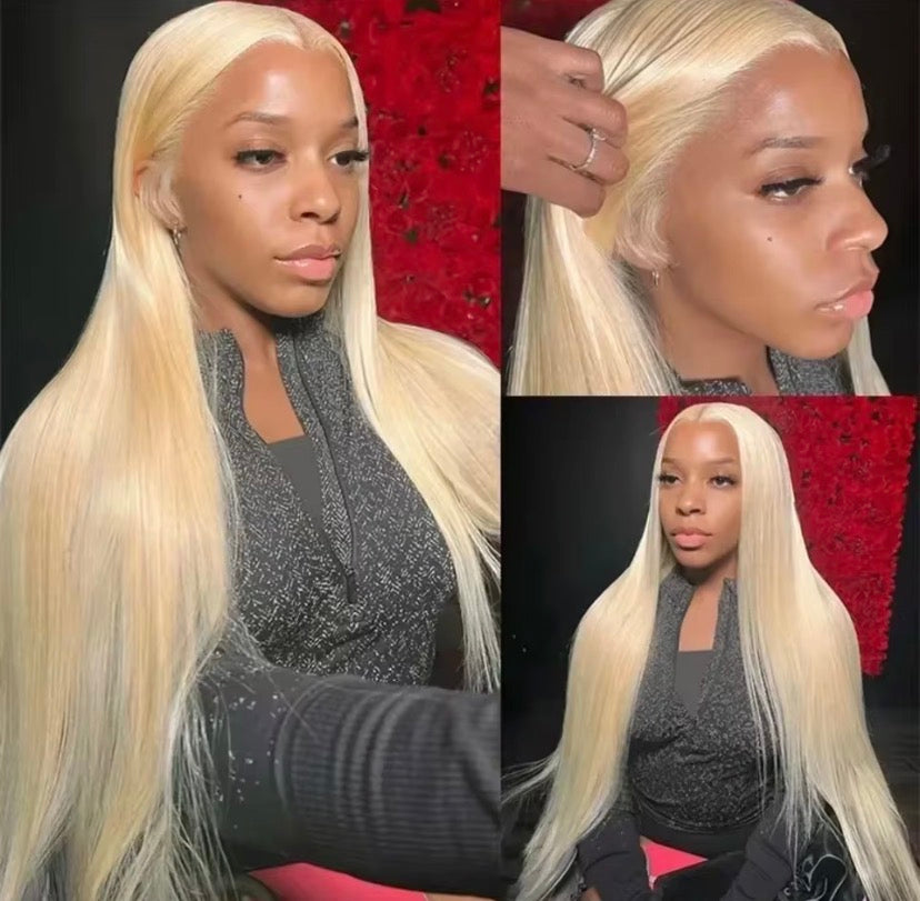 13x4 13x6 HD Transparent Full Frontal Lace 613 Blonde Colored Straight Human Hair Wigs Lace Front Wigs For Women 34 Inches