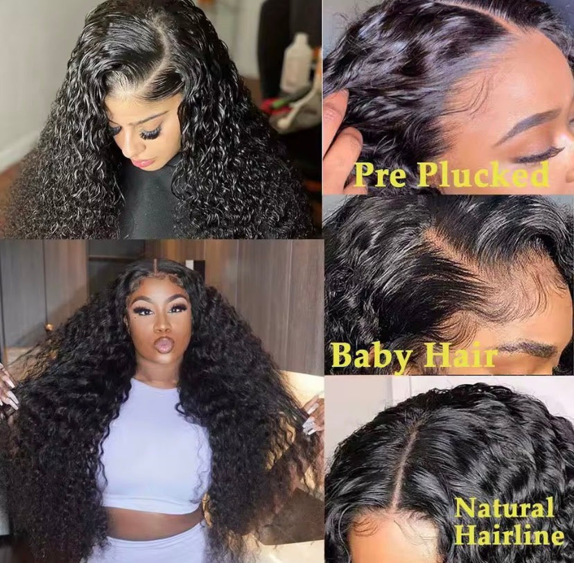 42Inch 250% Density Deep Wave 13x4 HD Transparent Lace Front Human Hair Wig - 13x6 Natural Color, Smooth & Silky Real Human Hair