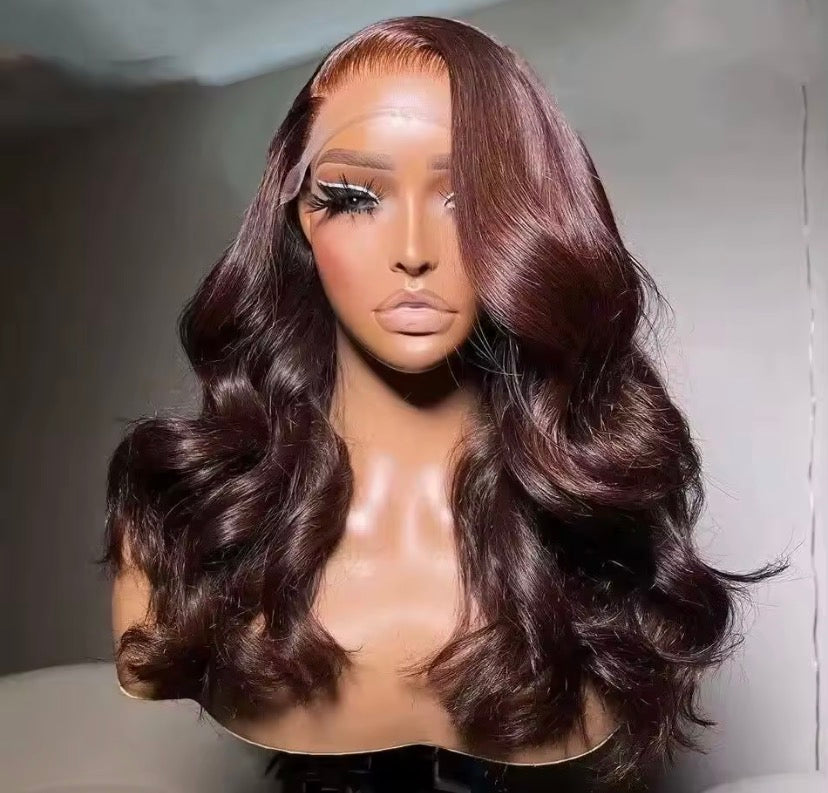 26 28 Chocolate Brown Body Wave Lace Front Wig Transparent 13x4 HD Lace Frontal Wigs Preplucked Colored Human Hair Wigs