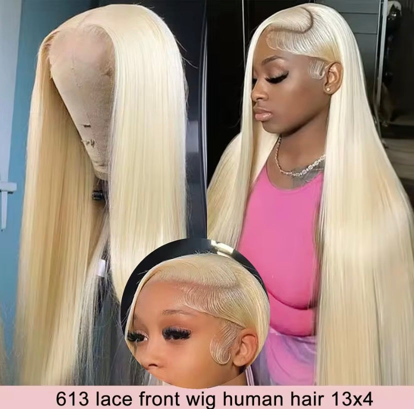 13x4 13x6 HD Transparent Full Frontal Lace 613 Blonde Colored Straight Human Hair Wigs Lace Front Wigs For Women 34 Inches