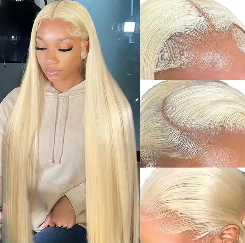 13x4 13x6 HD Transparent Full Frontal Lace 613 Blonde Colored Straight Human Hair Wigs Lace Front Wigs For Women 34 Inches
